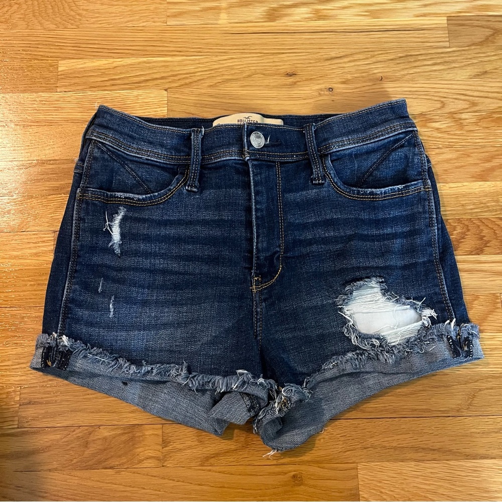 HOLLISTER Blue Distressed Denim Shorts